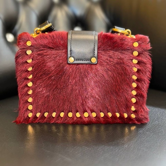 PRADA Cahier hair city pony-style calfskin faux fur crossbody bag granato black - Picture 10 of 12